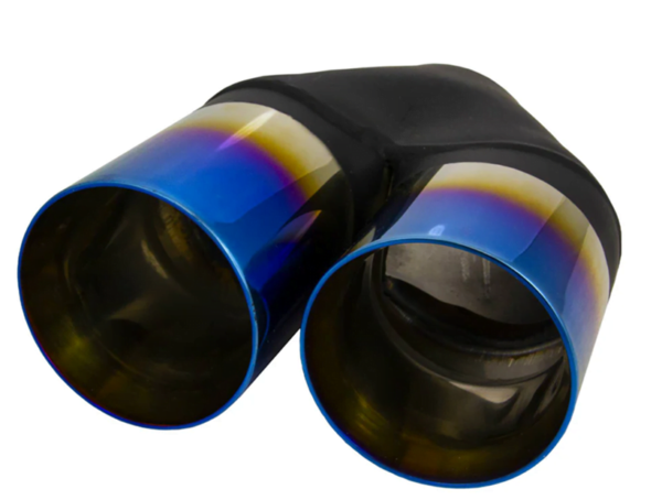 Y-PIECE 3.5" Exhaust Tip Titanium Blue Finish Double Wall Staggered